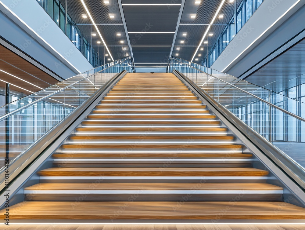 Modern staircase in a well-lit architectural space, emphasizing design and functionality. Modern staircase in a well-lit architectural space, emphasizing design and functionality.