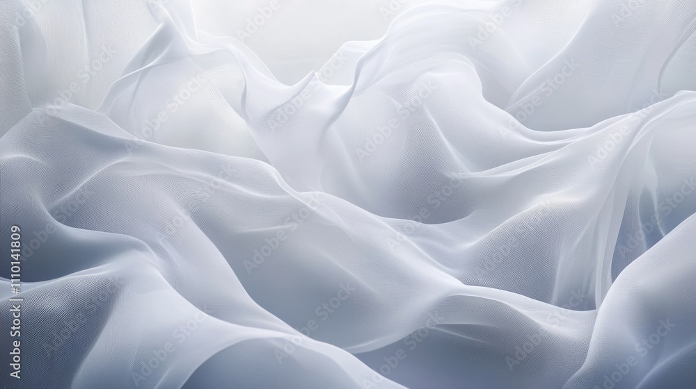 Abstract layers of white waves with subtle curves, creating depth and movement on a white background Abstract layers of white waves with subtle curves, creating depth and movement on a white background