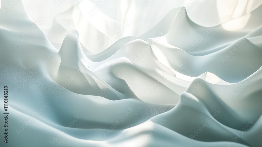 Fototapeta premium Abstract white waves softly overlapping, creating depth on a clean white background