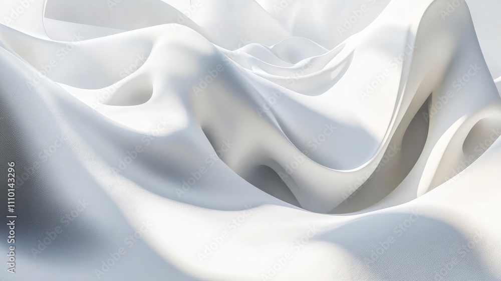 Fototapeta premium Abstract white waves softly overlapping, creating depth on a clean white background