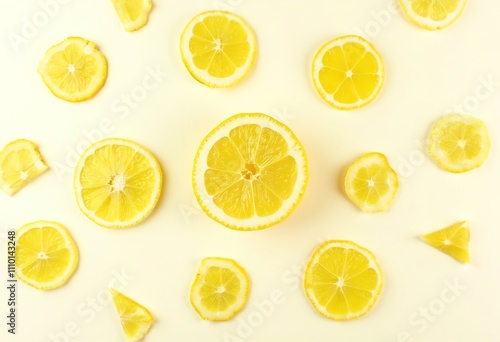 Sliced lemon with peel, on a white background