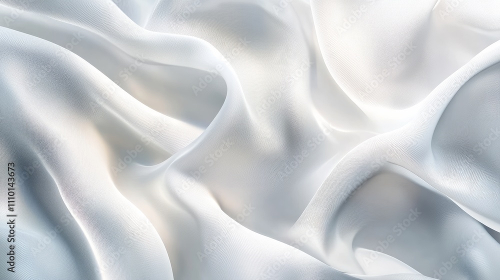 Obraz premium Abstract white waves softly overlapping, creating depth on a clean white background