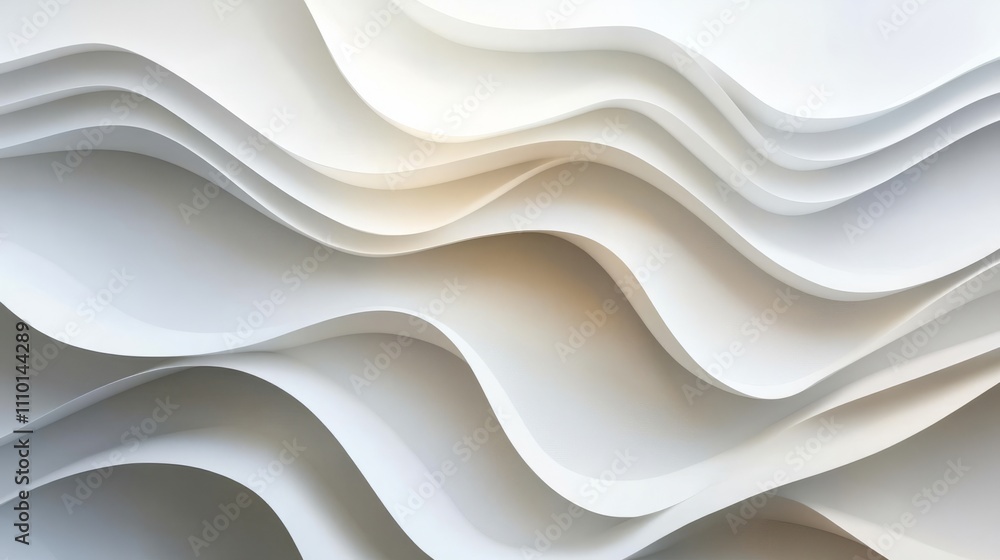 Abstract white waves softly overlapping, creating depth on a clean white background Abstract white waves softly overlapping, creating depth on a clean white background