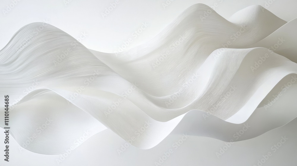 Fototapeta premium Abstract white waves softly overlapping, creating depth on a clean white background