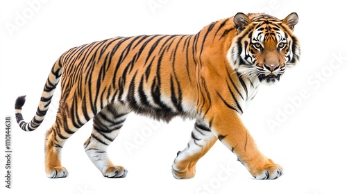 A majestic tiger walking gracefully.