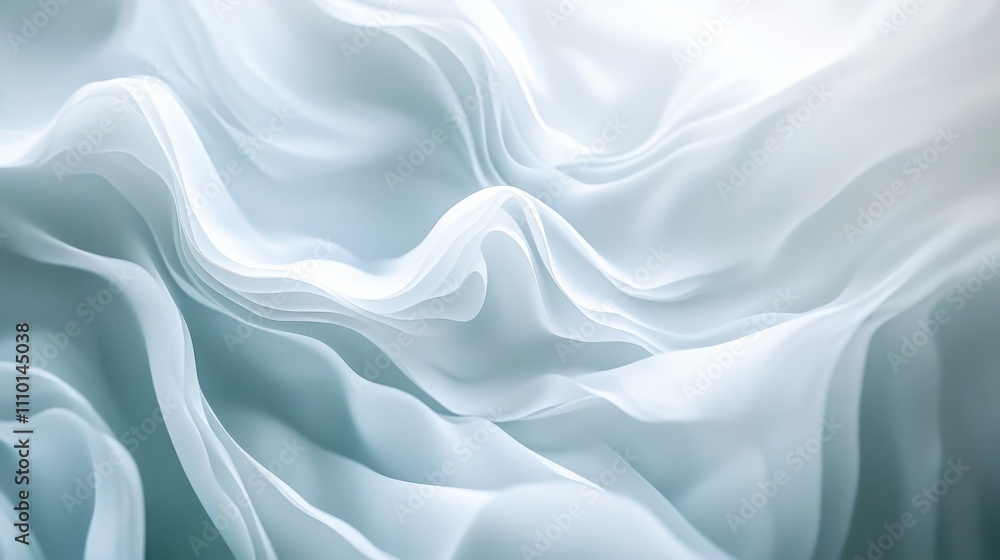 Obraz premium Abstract white waves softly overlapping, creating depth on a clean white background