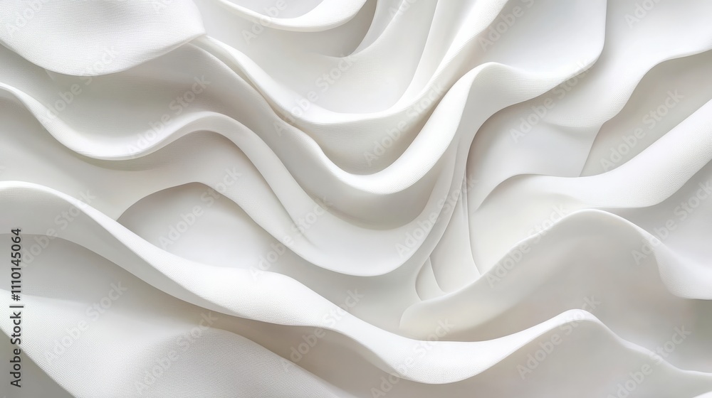 Fototapeta premium Abstract white waves softly overlapping, creating depth on a clean white background