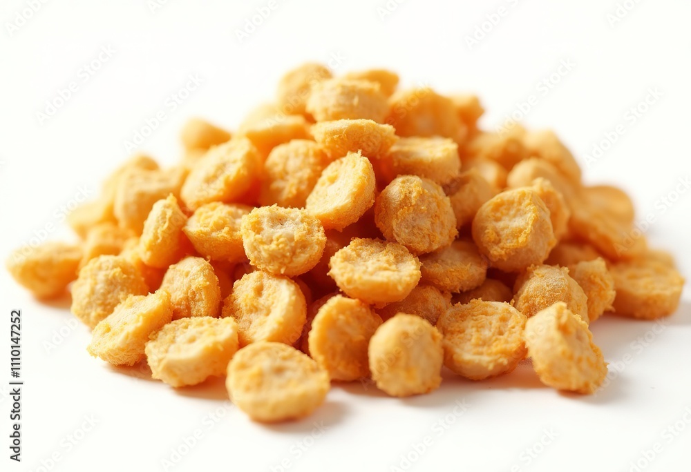 Piles of dry dog food kibble on a white background Piles of dry dog food kibble on a white background