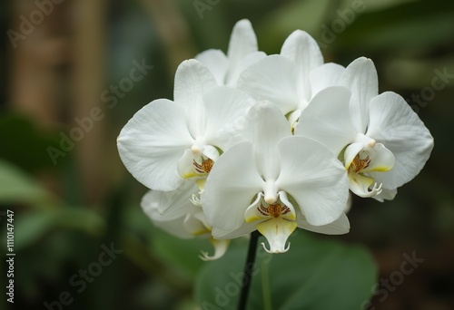 White orchid flowers with blurred background