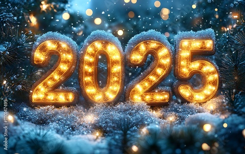 2025 Number with Lights in the Snow.