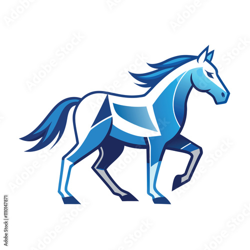 A running horse in blueprint style centered with padding