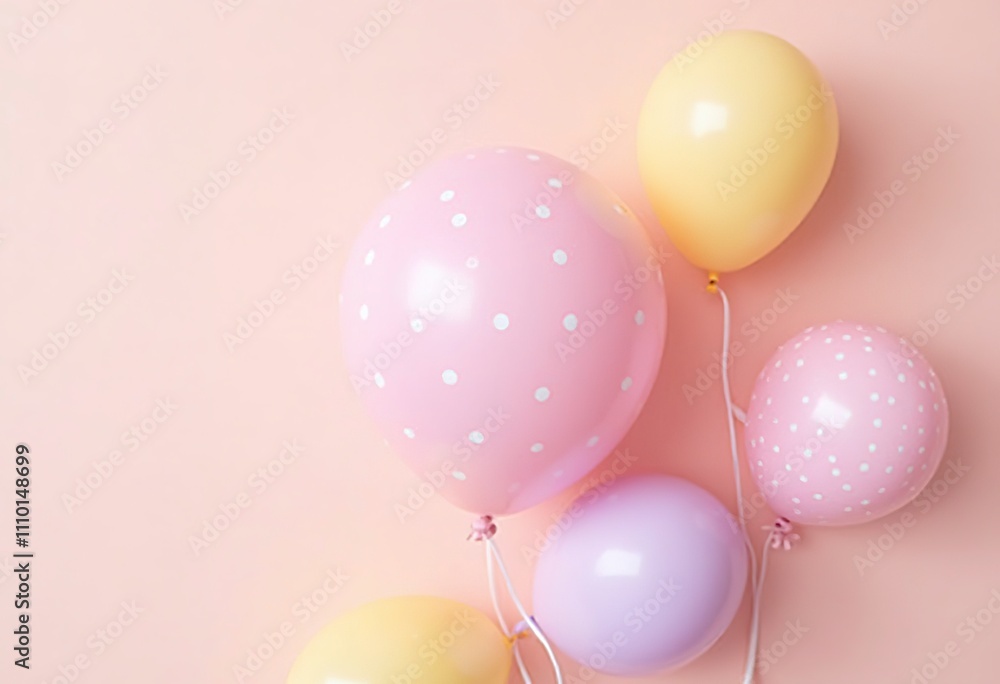 Balloons on pastel pink background Balloons on pastel pink background