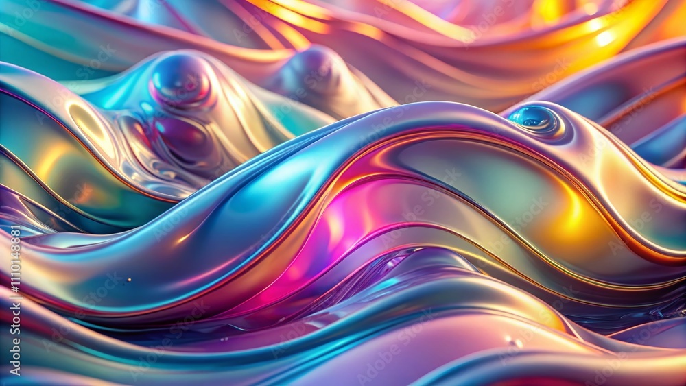 Abstract 3D Rendering of Flowing Iridescent Liquid in Soft Pastel Colors, Perfect for Modern Product Showcase or Artistic Design Backgrounds Abstract 3D Rendering of Flowing Iridescent Liquid in Soft Pastel Colors, Perfect for Modern Product Showcase or Artistic Design Backgrounds