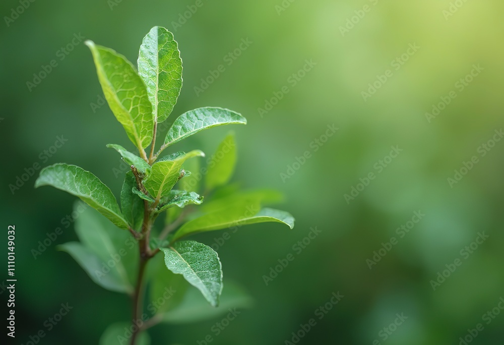 Fresh sprig of green ruckus with green leaves on a green color background Fresh sprig of green ruckus with green leaves on a green color background