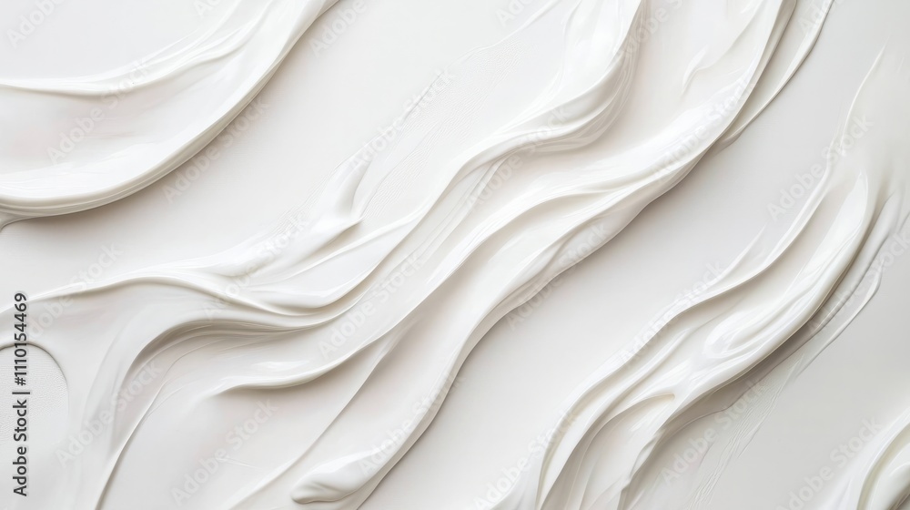 Fototapeta premium Fluid white waves flowing gently across a clean, white surface for a simple, abstract background