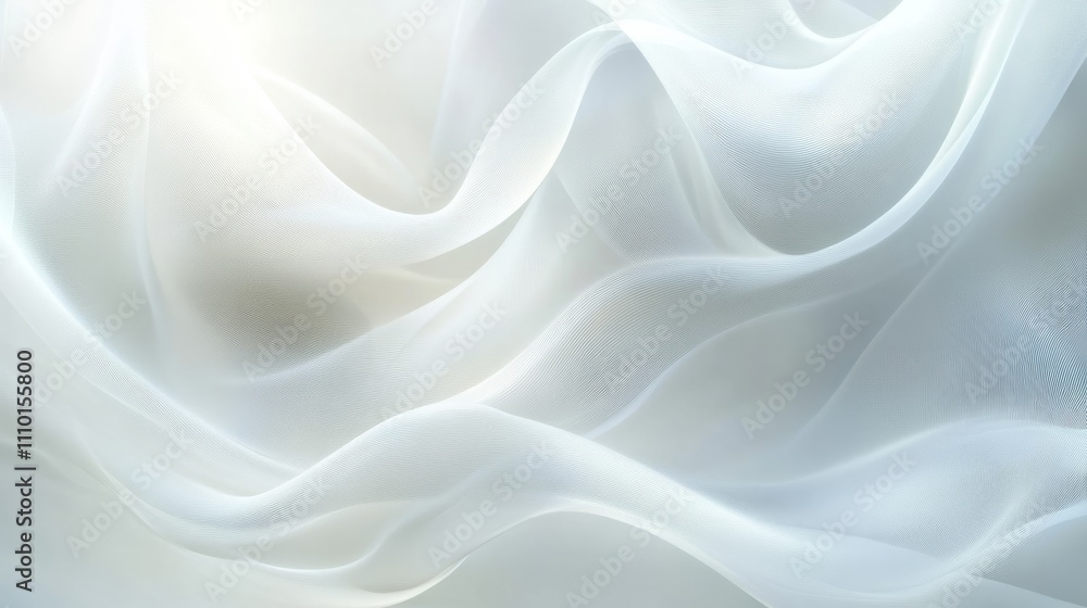 Obraz premium Layered white waves with soft curves, creating an elegant, abstract design on a white backdrop