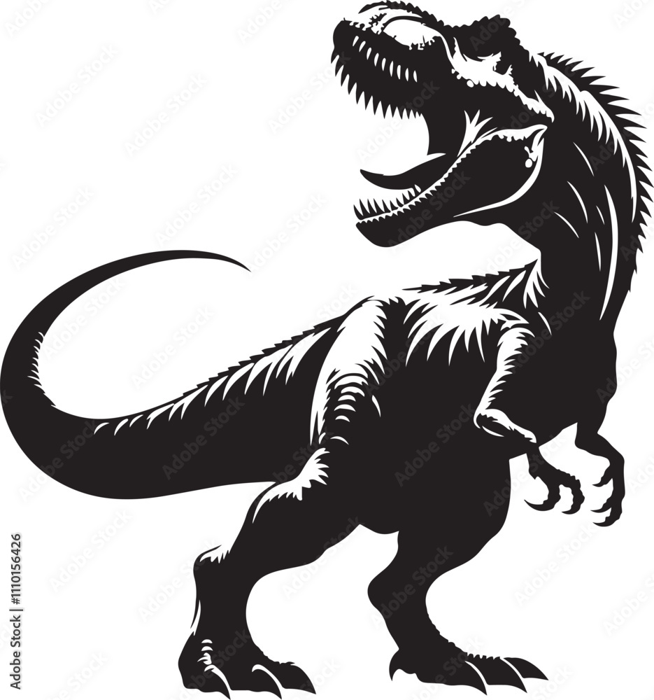 Obraz premium Roar Dainasore black and white silhouette in vector
