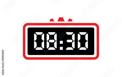digital clock on white background	