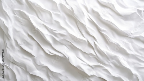 Minimalist white waves, softly flowing across a blank white surface, creating an abstract pattern