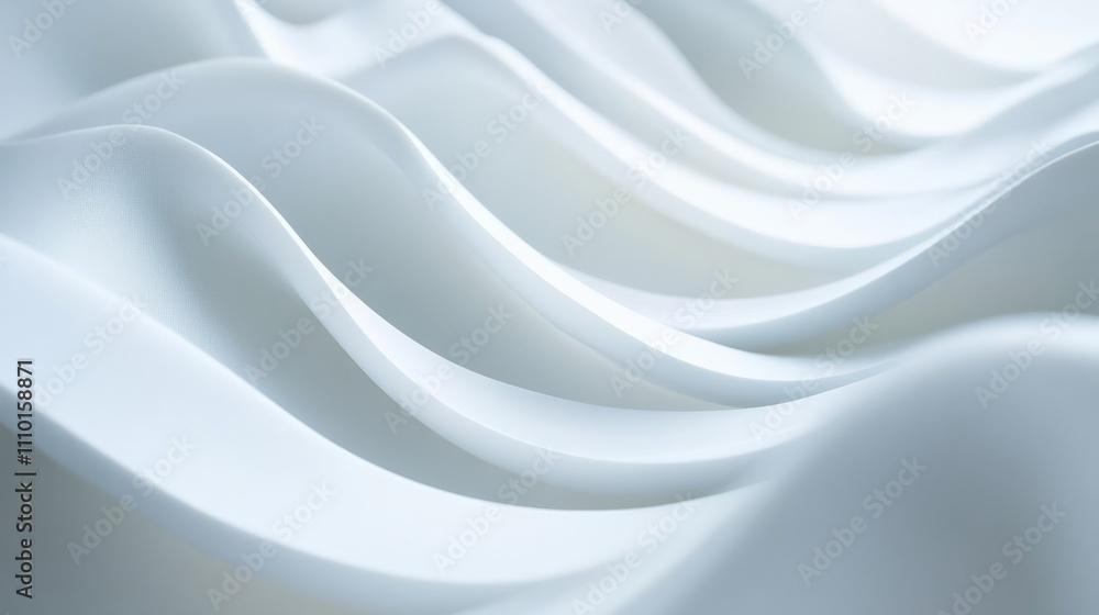 Fototapeta premium Smooth white waves forming an abstract flow across a minimalistic white background