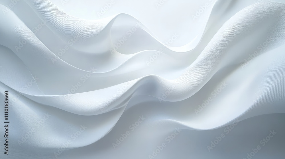 Obraz premium Subtle, soft white waves curving gently on an all-white background for a serene, abstract feel