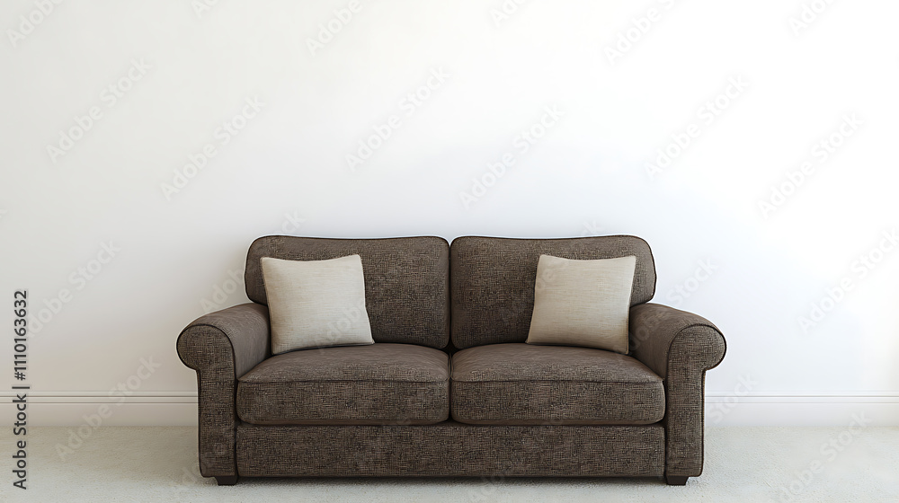 Stylish brown sofa featuring accent pillows on a clean white background.
Stylish brown sofa featuring accent pillows on a clean white background.