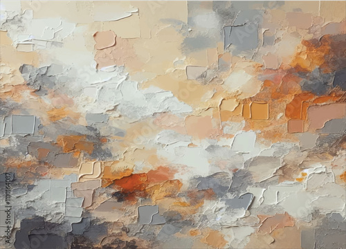 Art dry oil pastel painting canvas painting wall. impressionism, beige, white, warm gray, soft tones, abstract texture pastel color stain brushstroke texture