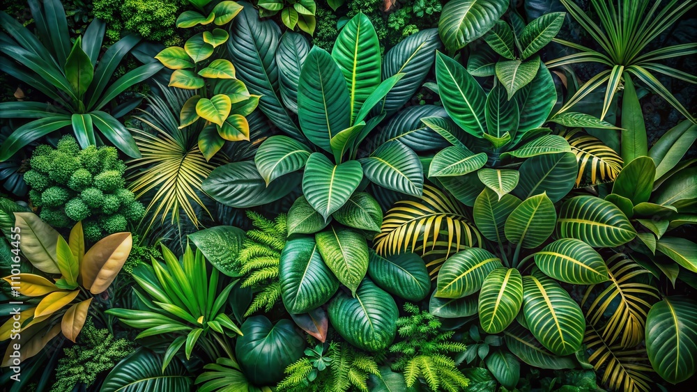 Aerial View of a Diverse Tropical Plant Background Showcasing Unique Leaf Shapes and Sizes, Perfect for Nature Lovers and Plant Enthusiasts Seeking Exotic Greenery Inspiration Aerial View of a Diverse Tropical Plant Background Showcasing Unique Leaf Shapes and Sizes, Perfect for Nature Lovers and Plant Enthusiasts Seeking Exotic Greenery Inspiration