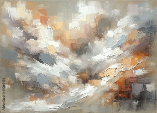 Art dry oil pastel painting canvas painting wall. impressionism, beige, white, warm gray, soft tones, abstract texture pastel color stain brushstroke texture