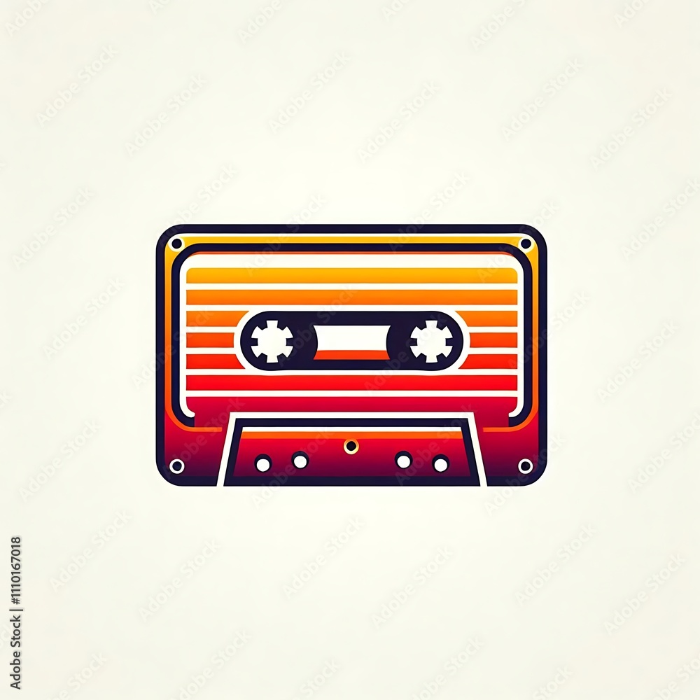 Obraz premium Colorful retro cassette tape illustration.