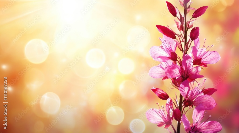 Blooming fireweed and willow herb flowers with a bright soft bokeh background showcasing summer's vibrant natural beauty Blooming fireweed and willow herb flowers with a bright soft bokeh background showcasing summer's vibrant natural beauty