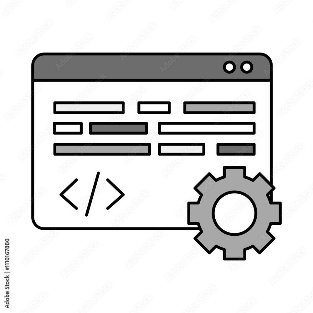 Content – Browser with Gear Representing Development and Optimization Content – Browser with Gear Representing Development and Optimization