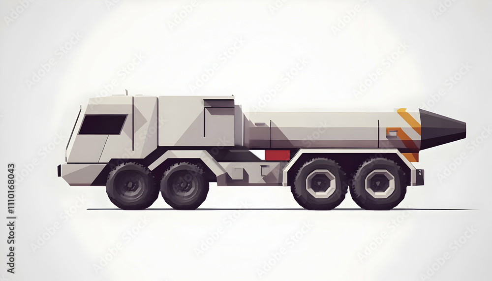 Obraz premium A stylized illustration of a missile transport vehicle.