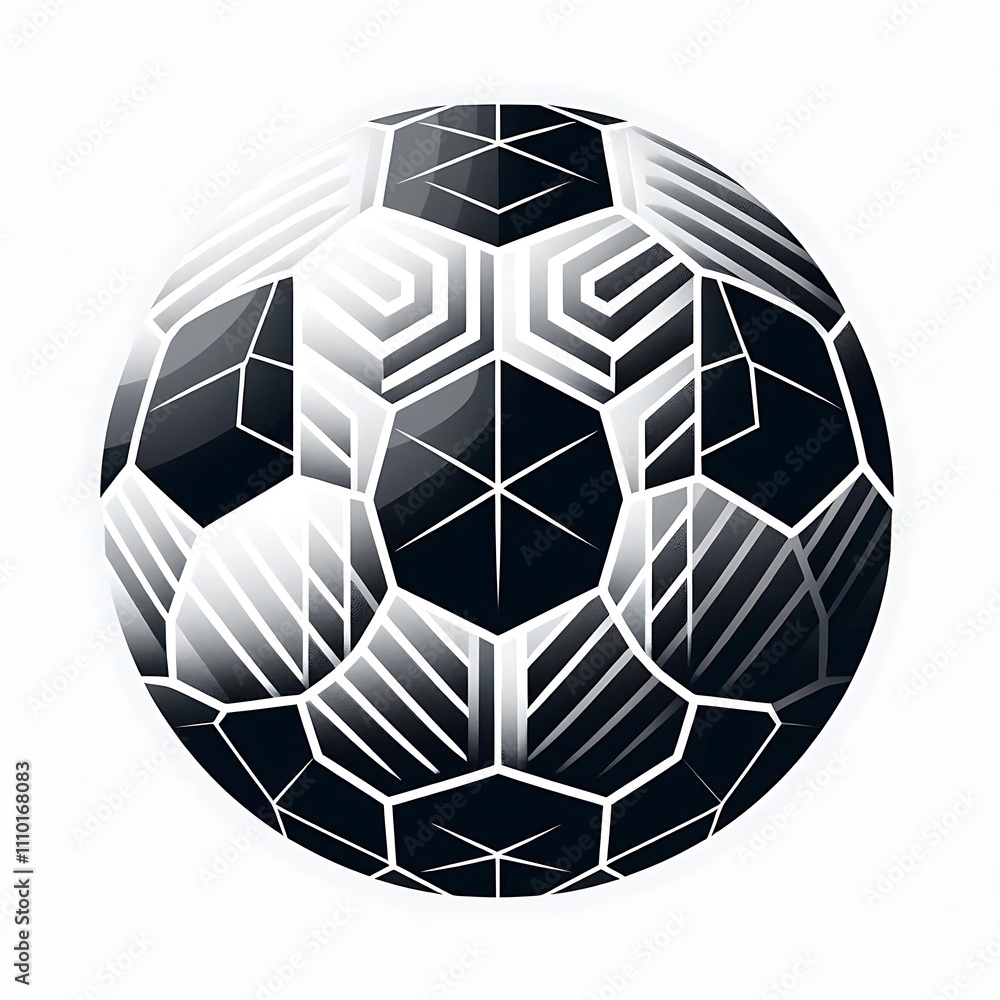 A stylized black and white soccer ball illustration. A stylized black and white soccer ball illustration.