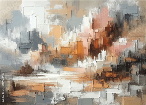 Art dry oil pastel painting canvas painting wall. impressionism, beige, white, warm gray, soft tones, abstract texture pastel color stain brushstroke texture