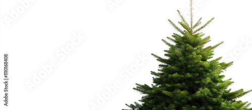 Artificial Christmas tree beautifully showcased on a white background perfect for holiday decorations or festive seasonal marketing.