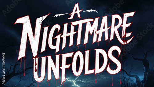 A Nightmare Unfolds, Horror Movie Title Design, Spooky Typography, Halloween Poster, Gothic Text photo