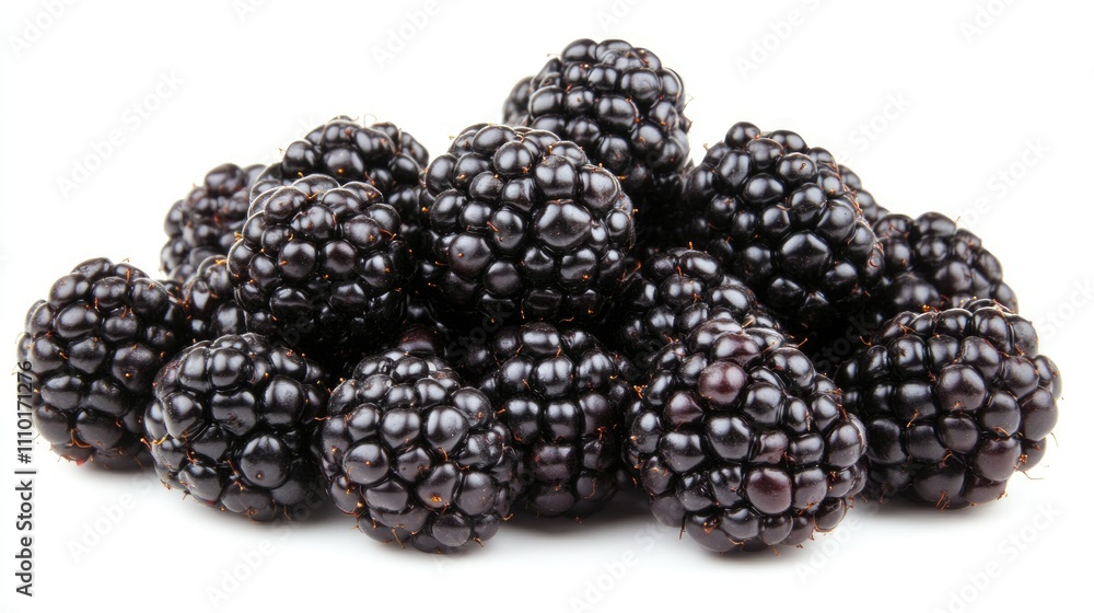 Overripe blackberries showcasing rich antioxidants against a clean white background ideal for health and nutrition themes Overripe blackberries showcasing rich antioxidants against a clean white background ideal for health and nutrition themes