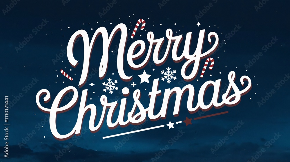 Merry Christmas Night Sky Design, Festive Typographic Greeting Card Merry Christmas Night Sky Design, Festive Typographic Greeting Card