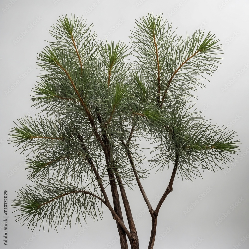 A casuarina tree with needle-like foliage and slender branches, on a white background. A casuarina tree with needle-like foliage and slender branches, on a white background.