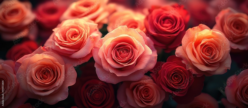 Vibrant bouquet of fresh roses in various shades against a softly blurred background showcasing natural beauty and elegance. Vibrant bouquet of fresh roses in various shades against a softly blurred background showcasing natural beauty and elegance.