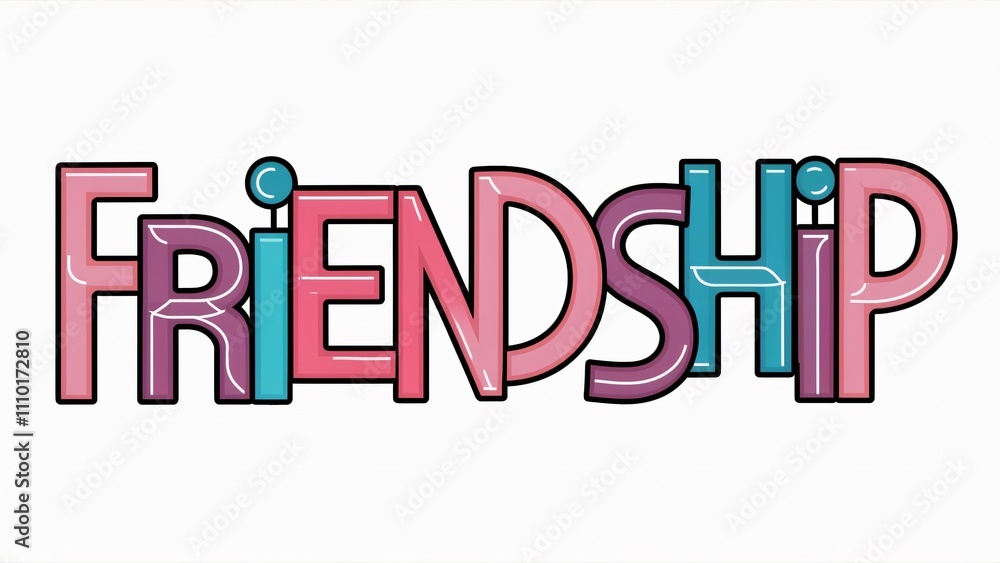 Fototapeta premium Colorful Friendship Typography Design, Perfect for Cards, Prints & Social Media