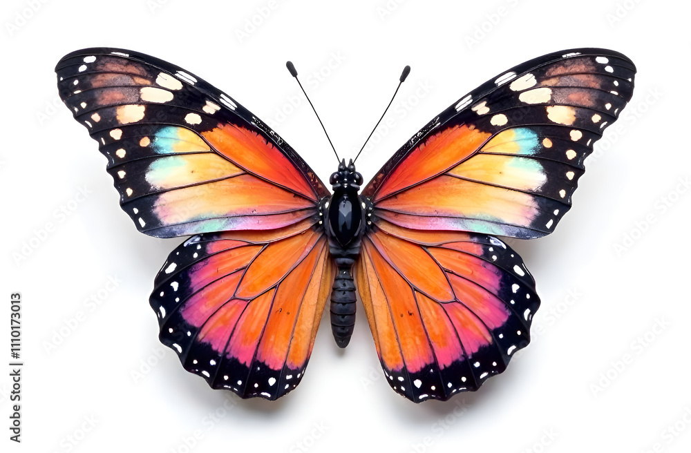 Fototapeta premium Beautiful multicolored butterfly on a white background