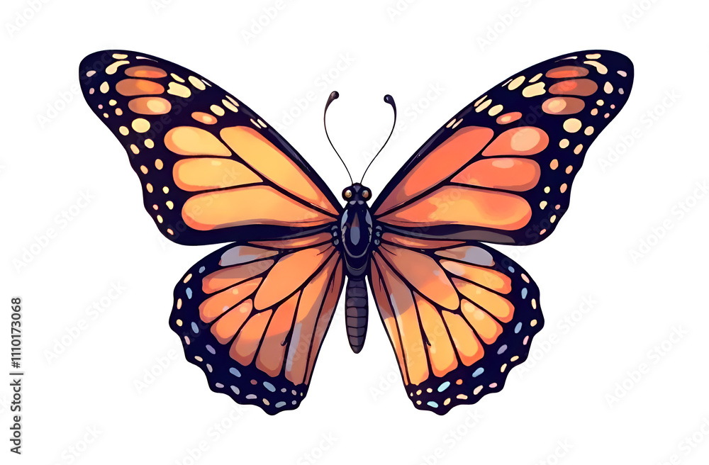 Obraz premium Beautiful multicolored butterfly on a white background