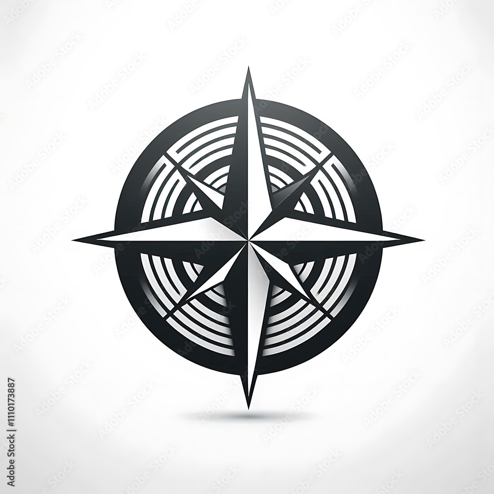 A stylized compass rose design.