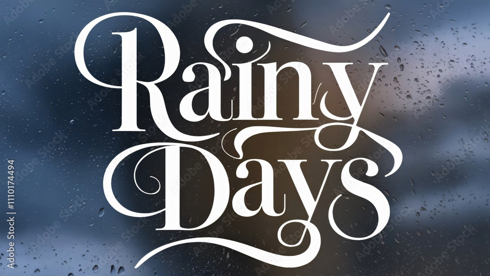 Obraz premium Elegant Rainy Days Typography, Artistic Lettering for Rainy Season Designs, Quotes & Cards