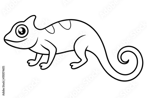 Stylish Chameleon Line Art Illustration.