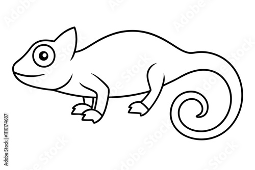 Stylish Chameleon Line Art Illustration.