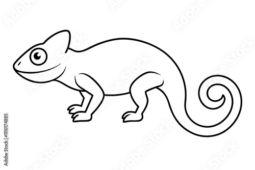 Stylish Chameleon Line Art Illustration.