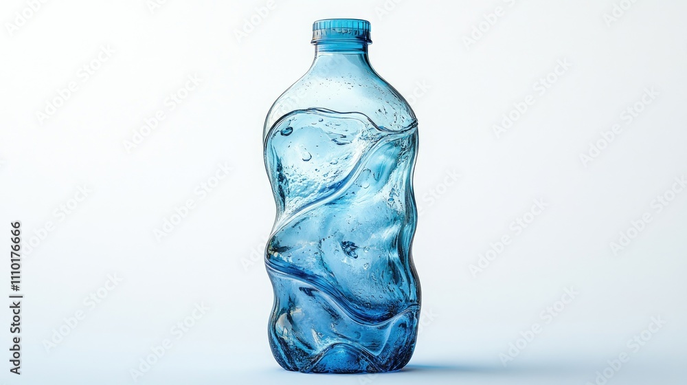 Blue plastic water bottle design highlighting challenges in recyclability and sustainability practices in packaging and consumer products. Blue plastic water bottle design highlighting challenges in recyclability and sustainability practices in packaging and consumer products.